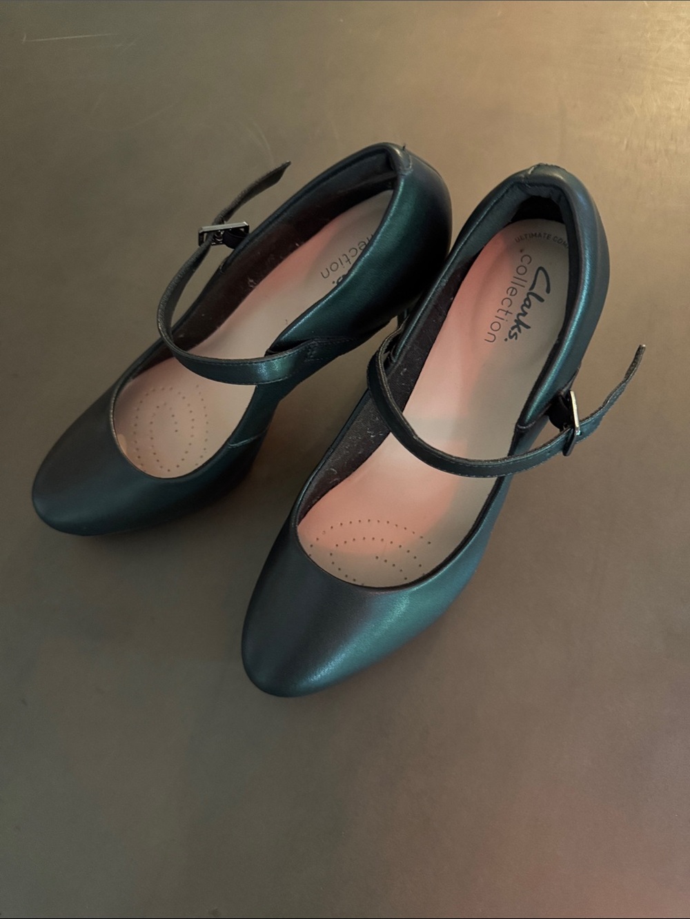 Clarks Black Mary Jane Pumps with Ankle Strap